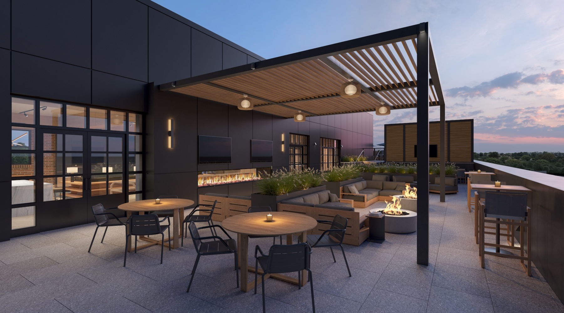 outside seating area with a covering